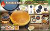 Direct-heat pancake maker with detachable handle, separate top and bottom sections, single-serving, lightweight, non-stick coating, easy to clean, ful