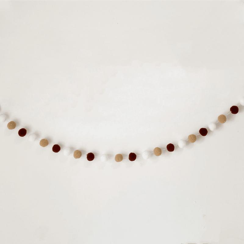 Colorful Pompom Garland Pendant Ins Wool Felt Ball Rope Happy Birthday DIY Handmade Room Outdoor Party Decoration