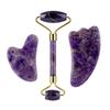 Natural Amethyst RollerJade Set Real Jade Gouache Scraper Jade Massager Gua Sha Board Facial Massager Face Horn Massages Roller
