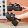 Fashion New Summer Women Chunky Sandals Leather High Platform Trainers Breathable Casual Slippers Shoes Woman 7.5CM Heels Wedge Sneakers
