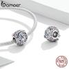 BAMOER Romantic Wedding 925 Sterling Silver Pink Zircon Star Pattern Bead Charm for Original Bracelet Bangle DIY Jewelry