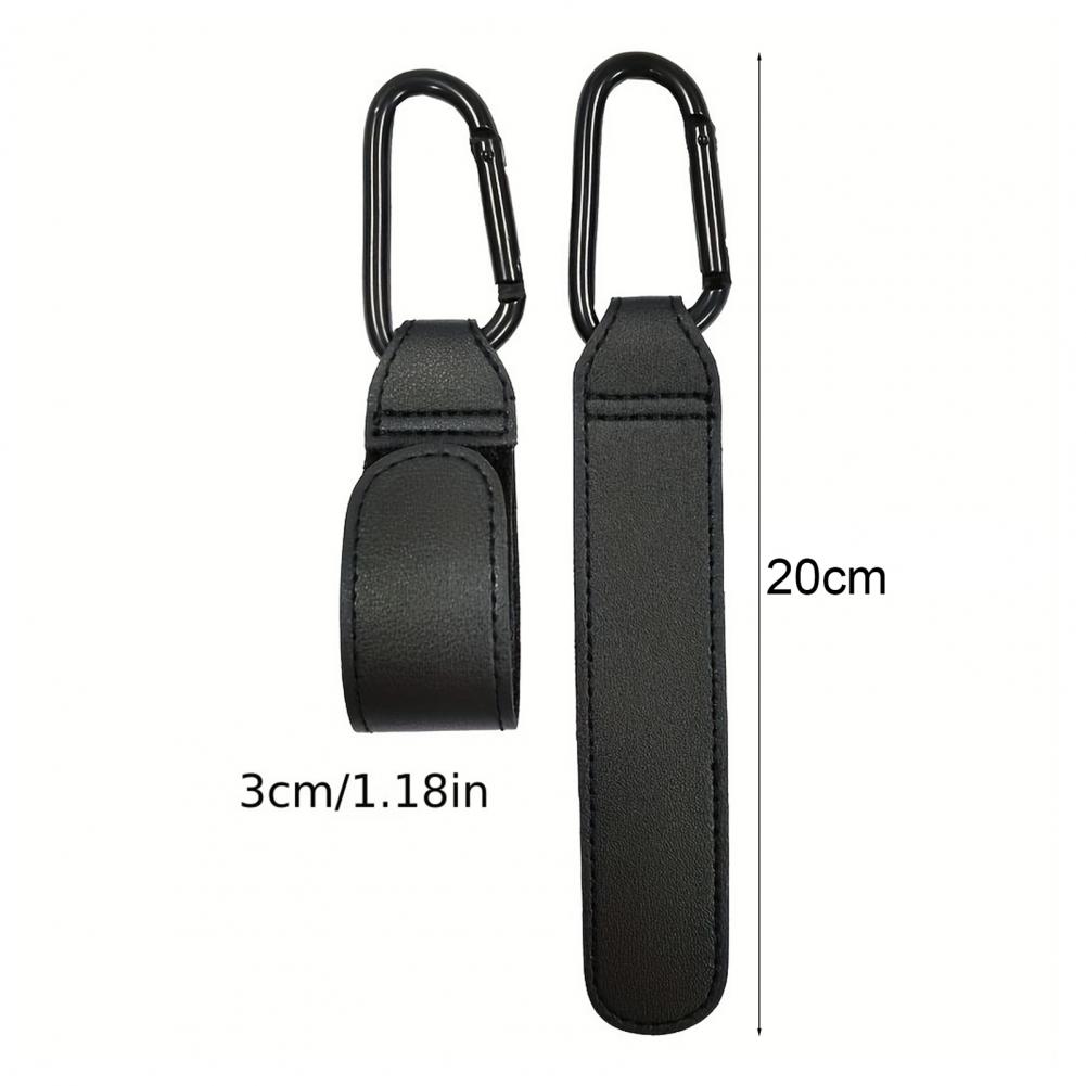 Fastener Tape Hook Durable Stroller Hook Baby Stroller Hook Set with Faux Leather Fastener Tape Diaper Bag Hanger for Prams