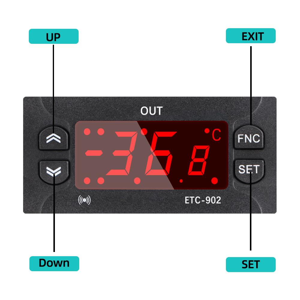 ETC-902 Digital Temperature Controller Thermostat Thermoregulator incubator Relay LED 16A Heating Cooling 12V 24V AC 110V-220V