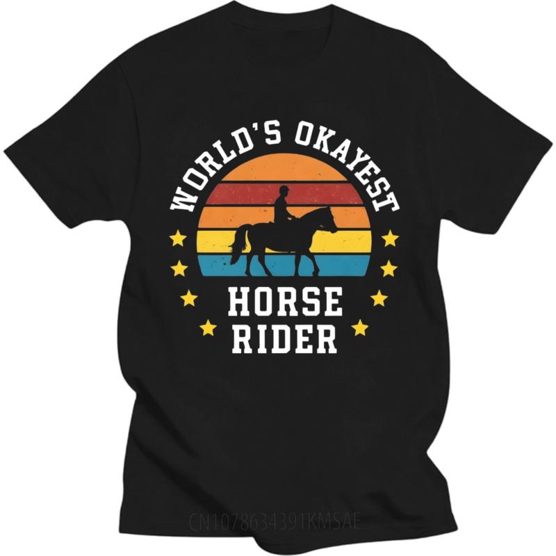 Vintage Tshirt Minimalist Tshirt Adult Unisex Round Neck Tshirt Casual Worlds Okayest Horse Rider Sunset Design Cool Boys Tops