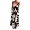Womens Summer Boho Floral Dress Spaghetti Strap Square Neck Ruffle Casual Flowy A-Line Beach Swing Party Long Sundress Sleeveless Maxi Dress for Women