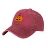 Halloween Pumpkin Embroidered Washed Canvas Baseball Cap Classic Adjustable Hat for Unisex and Women Spooky Season Style