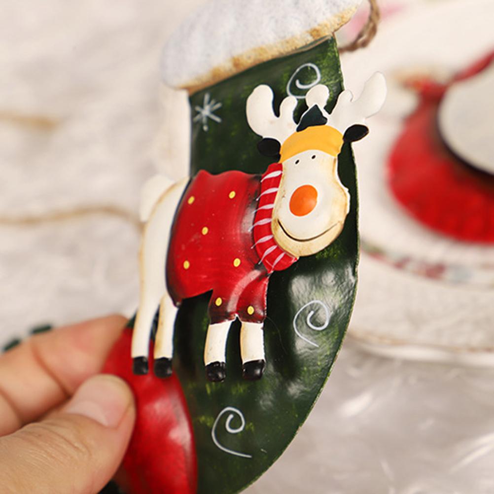 Christmas Hanging Ornaments Wrought Iron Snowman Stocking Christmas Tree Decorations Hanging Pendant Window Ornaments