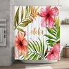 Hawaiian Shower Curtain Tropical Flowers Hibiscus Palm Leaves Beach Themed Decor Waterproof Bathroom Curtains Ocean Vibes Coasta