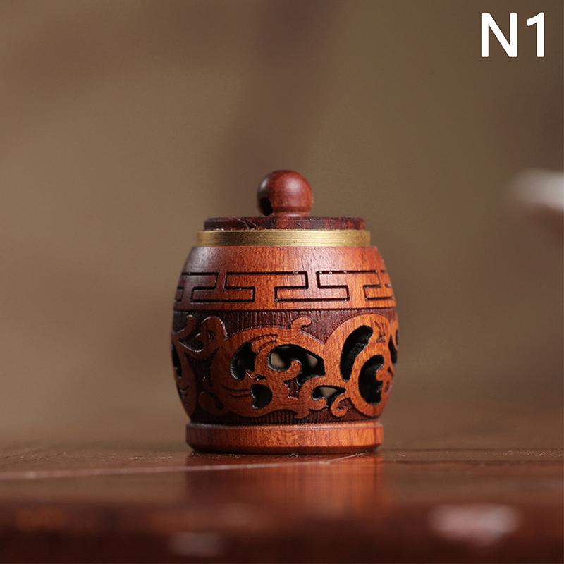 Natural Wood Lotus Shape Perfume Bottle Incense Expanding Mini Sandalwood Portable Sealed Jar Pendant Pomander Container