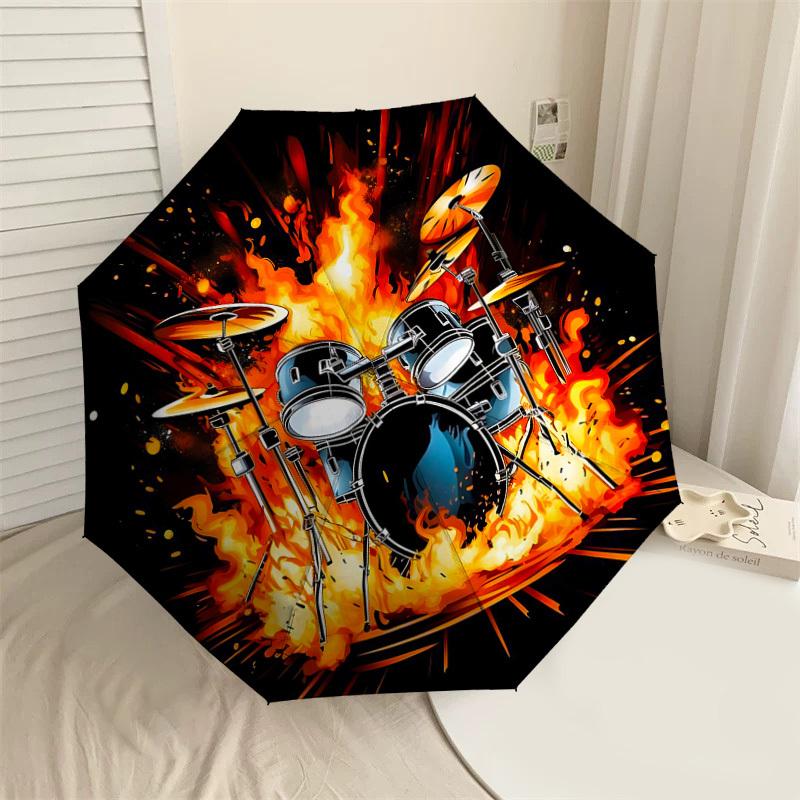 

1PC Drum Fire Umbrella-8-Rib Reinforced, Automatic Open, Lightweight & Durable, Cute Fashion Accessory for Outdoor-W9279