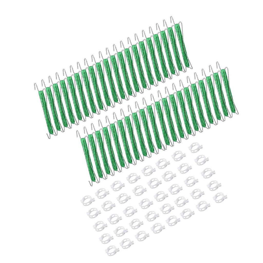 40pcs Tomato Support Hooks with Tomato Clamps 49.2ft Twine Reusable Metal Tomato Vine Climbing Hooks for Vegetable Fruit