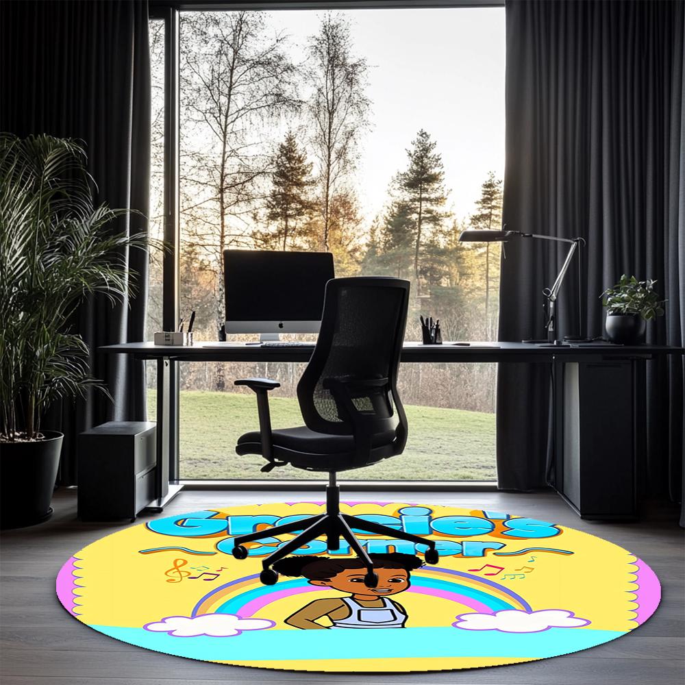 Gracie's Corner Printed Round Rug Carpet Chair Rug Area Rug Entryway Doormats,for Office Chair Living Room Bedroom Kitchen Room.