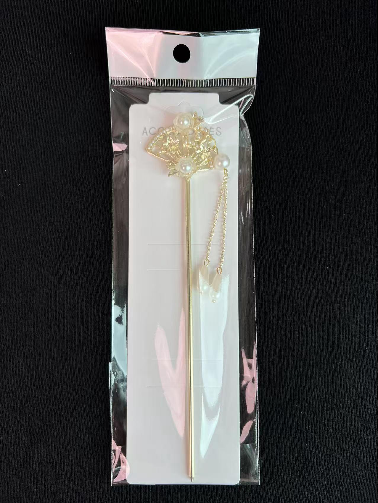 

Заколка для волос в античном стиле из нефрита и жемчуга с бамбуком и кисточкой для ципао и ханфу