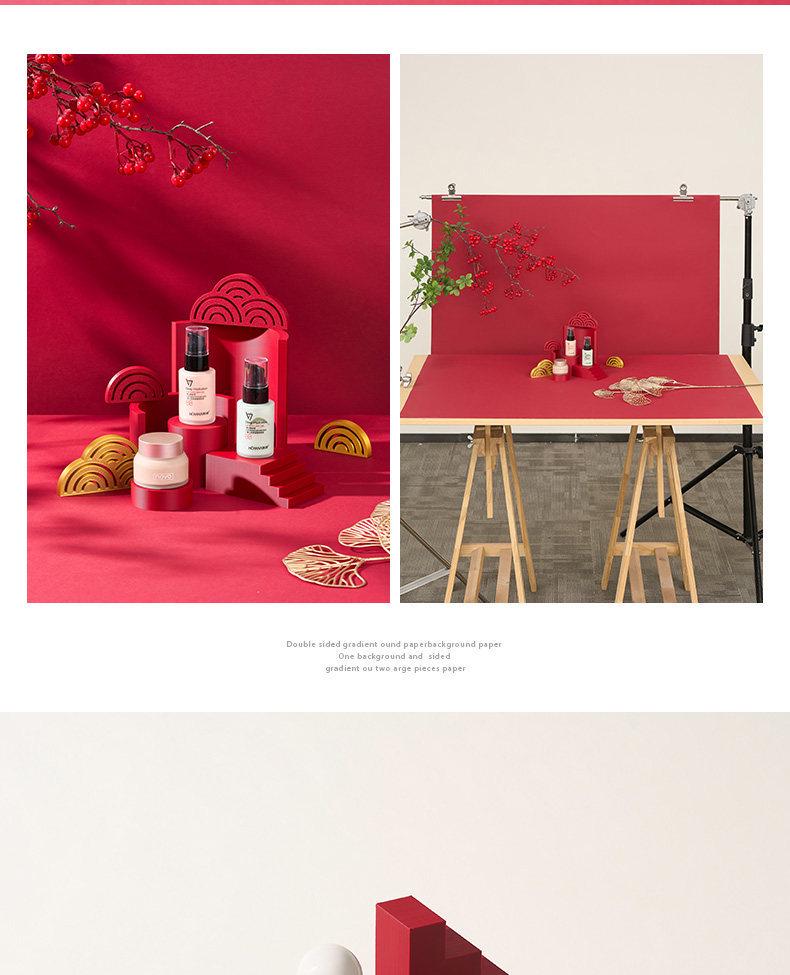 Chinese Red Geometric Photography Props: New Year Theme Still Life Display Stand