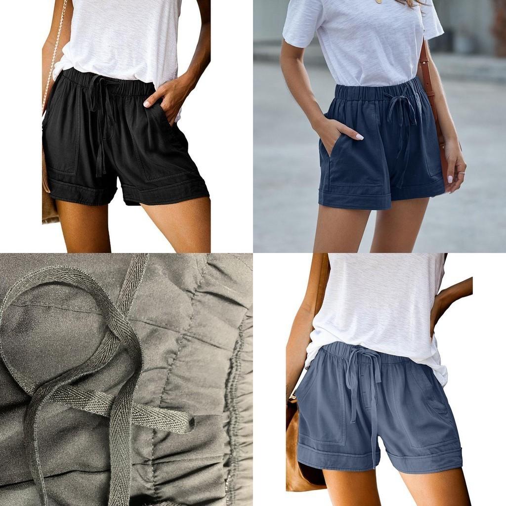 Stylish Womens Loose Mini Drawstring Shorts With Pockets For Casual Comfort