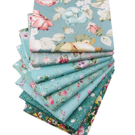 1 Set Beautiful Flower Printed Patchwork Cloth Elegant Eye-catching Fabric Sewing Cloth for Home
