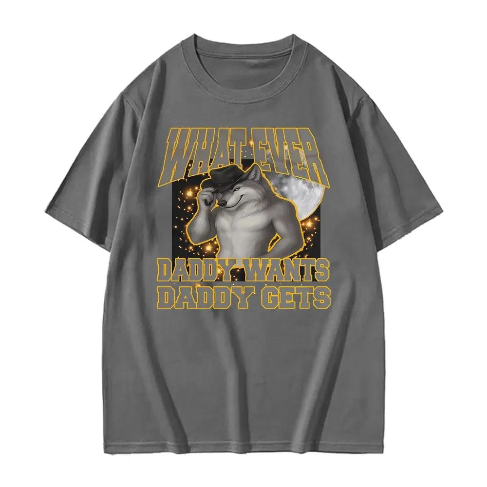 2526 Alpha Wolf Daddy Vintage Humor Gift Tee Shirt Men Women Fashion Gothic Short Sleeve Tshirts Casual Oversized Streetwear