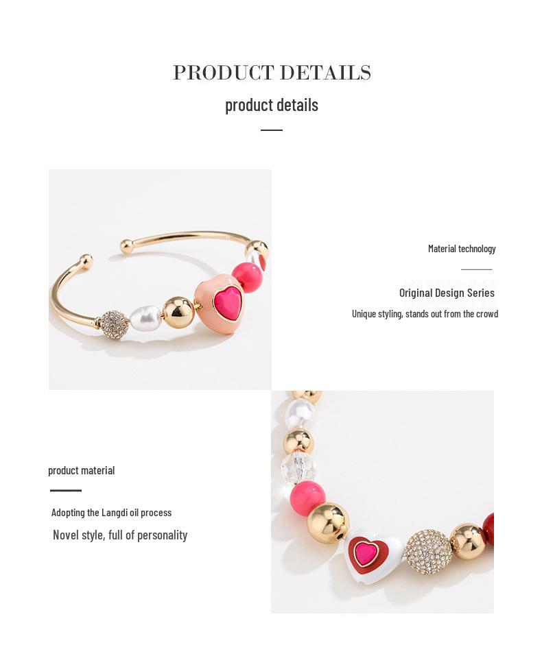 Kenjie Spring Beaded Necklace & Heart Pearl Bracelet Set for Women - European & American Fashion.