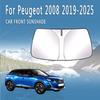 Car Front Windshield Sunshade Heat Insulation Sun Visor Summer Auto Accessories For Peugeot 2008 2019~2025 2020 2021 2022 2023