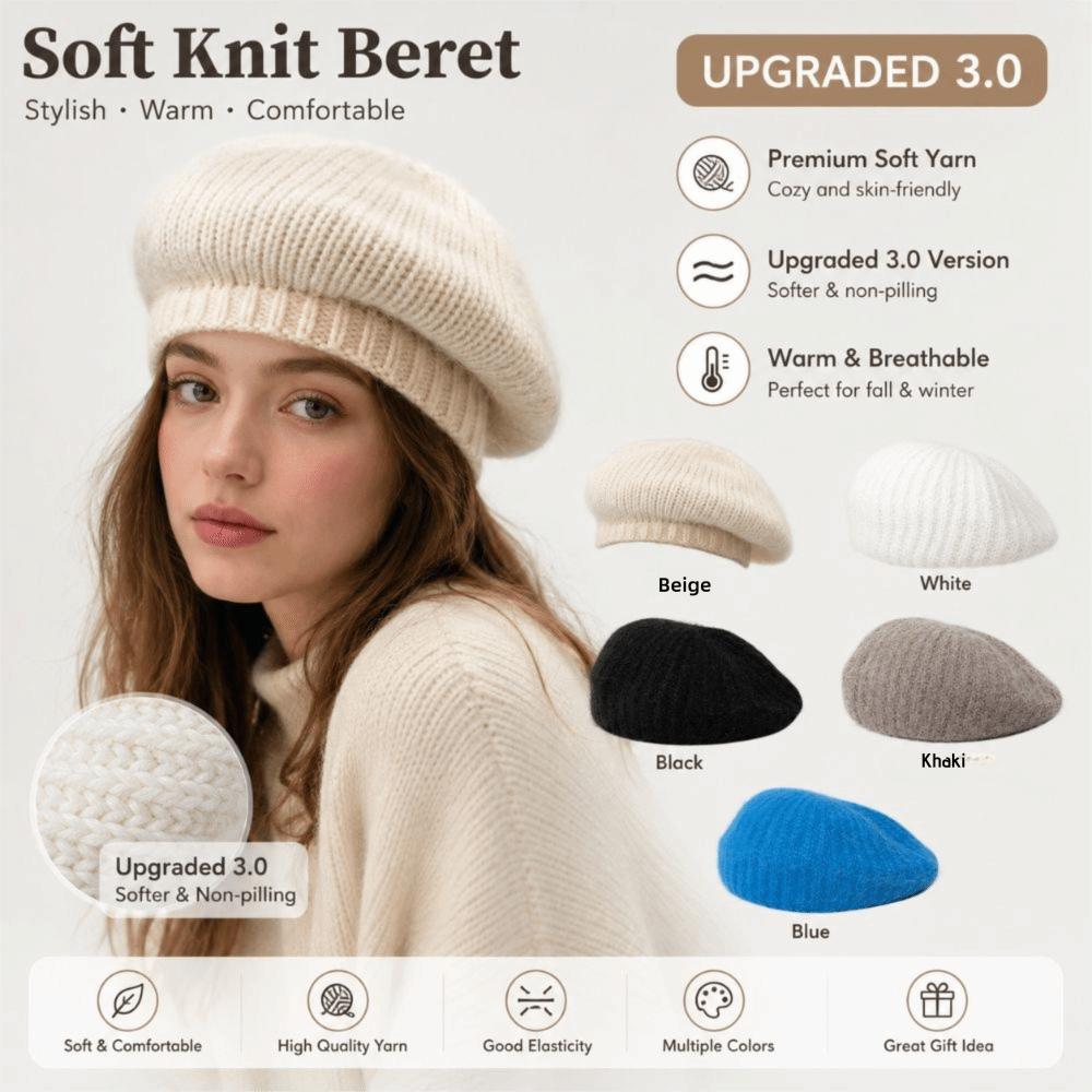 Keep Warm Women Knitted Beret Plush Painter Artist Hats Vintage Warm Knit Cap Creative Gift