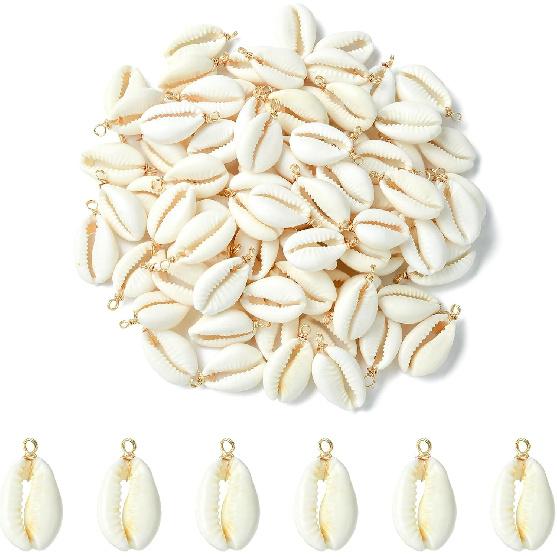 Airssory 100 Pcs Ocean Life Charms Natural Cowrie Shell Charms for Earring Bracelet Necklace Jewelry DIY Craft Making