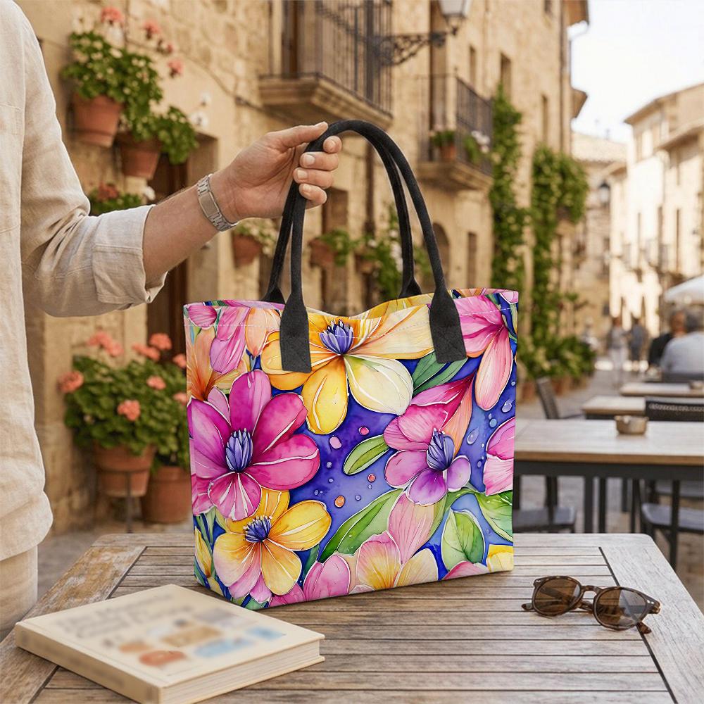 Floral Printed Large Capacity Tote Bag Casual Daily Shoulder Handbag