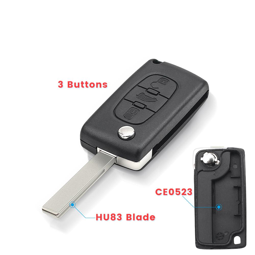 3Bnt Para Peugeot Partner Citroen Berlingo Fiat Scudo Hu83 Va2 Hoja Ce0523 Ce0536 Carcasa de Llave de Coche Plegable Mando a Distancia Envío