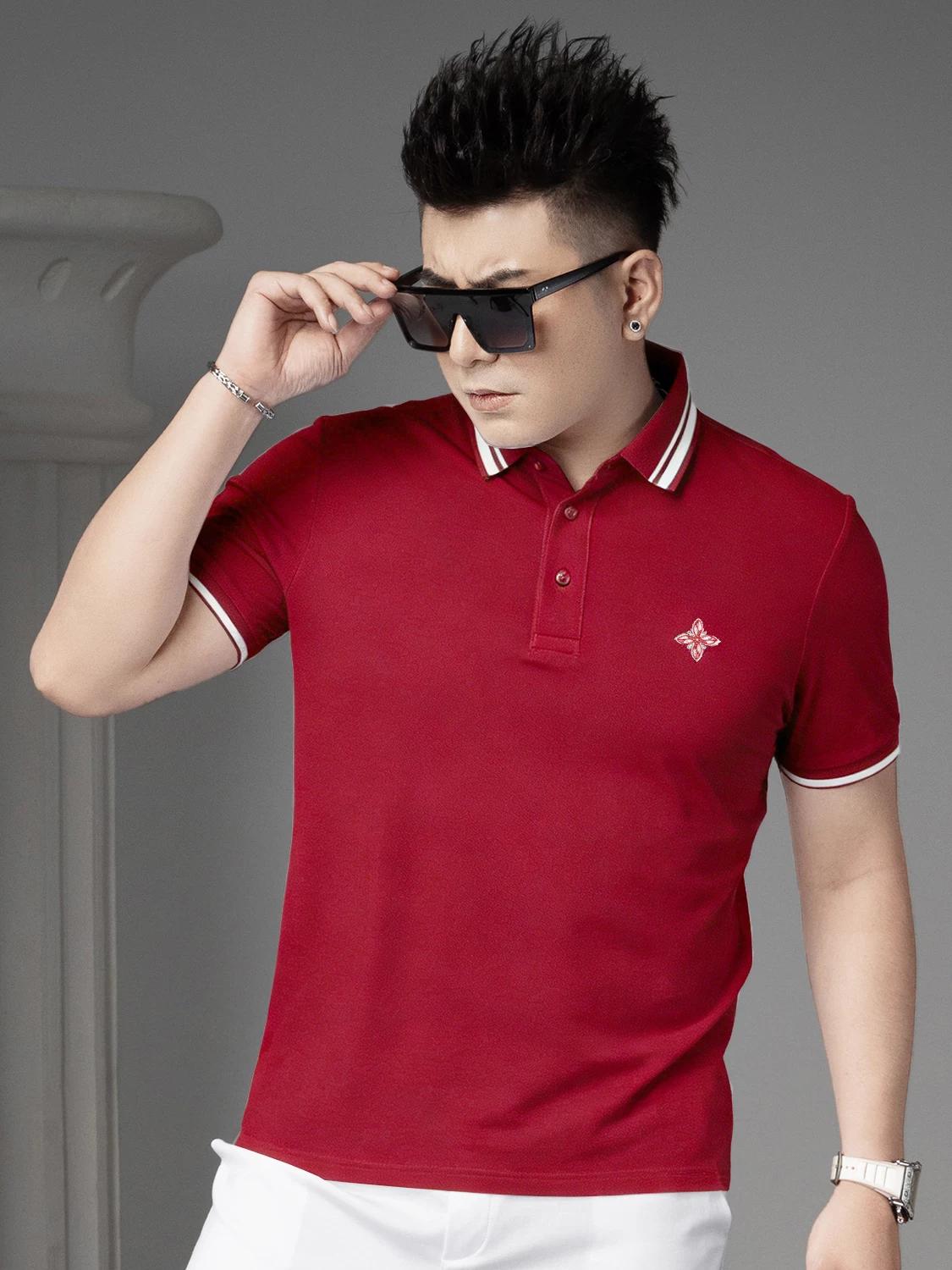 

European Station 2026 Summer New Short-Sleeve Polo Shirt Men s Trendy Badge Casual Turn-Down Collar T-Shirt Half-Sleeve Top 2XL синий