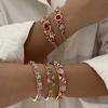 Etnické Luxusní Zlaté Duté Otevřené Náramky pro Ženy Vintage Barevné Květinové Cloisonne Náramky Elegance Přívěsky Šperky Dárky