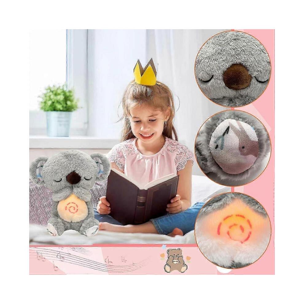 Relief Koala Breathing Stuffed Animal Baby Sound Machine Soother Koala Bear Anxiety Relief Koala Breathing with Sensory Music Lights(Grey)