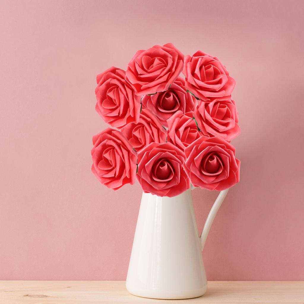 10PCS Artificial Rose Flower Romantic Lifelike Simulation Flower for DIY Home Wedding Party Decor 8cm