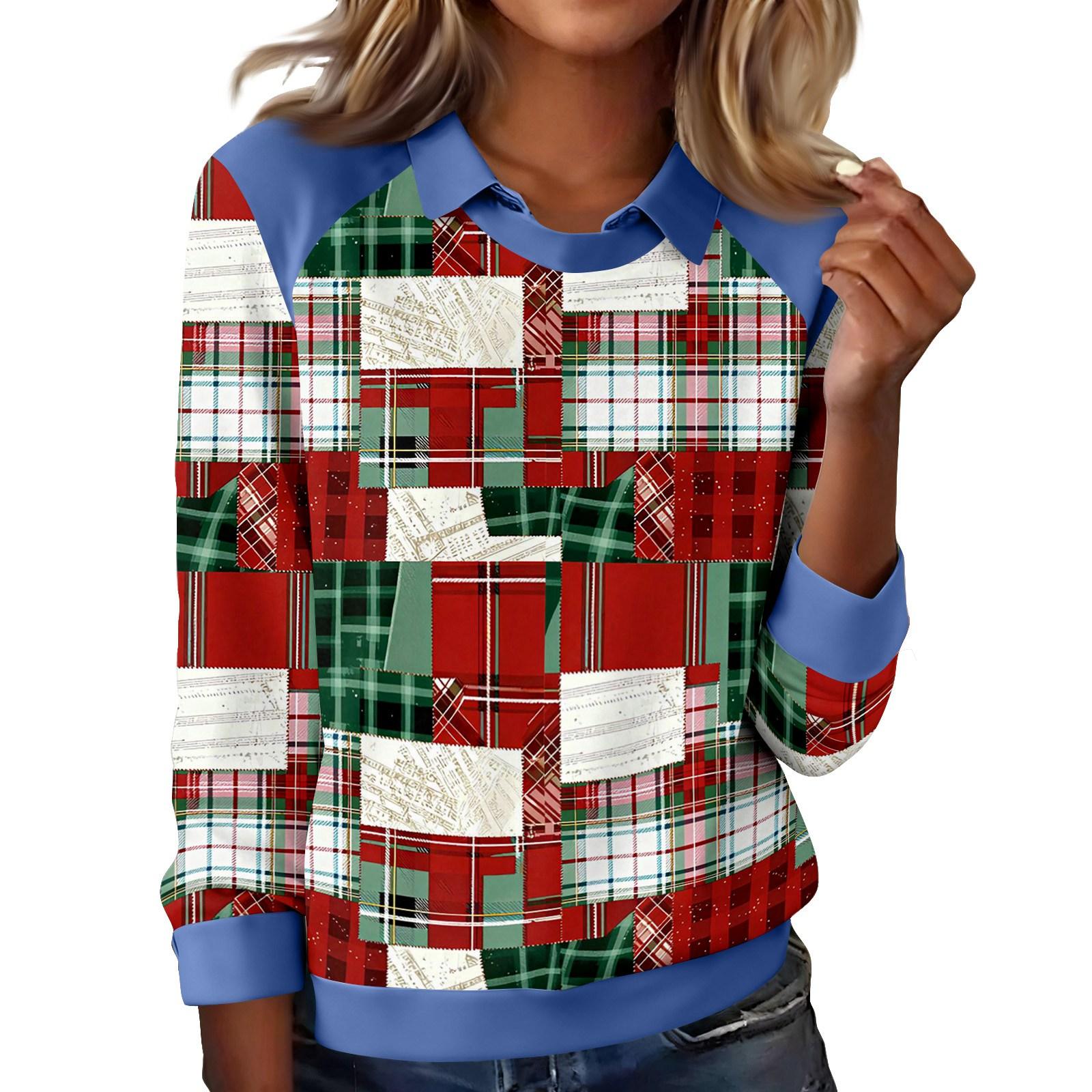 

Женский модный пуловер с длинным рукавом и рождественским принтом XL белый