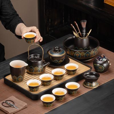 High-End Tee-Set Kung Fu Balken Haushalts-Teetasse Keramik-Teekanne Tee-Tablett Komplettset