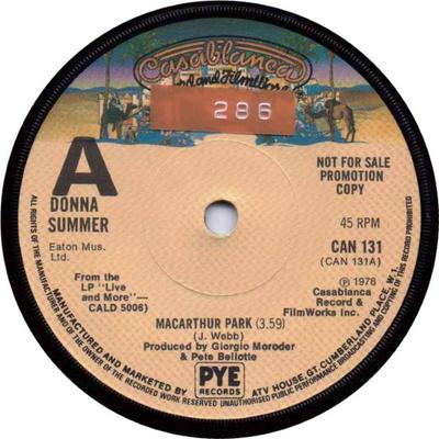 7inch Record DONNA SUMMER - MacArthur Park CAN131PROMO Casablanca 1978 UK Dance & Electronica Used