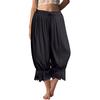 Damen Spitzenbesetzte Lange Rüschen Vintage Weitbein Hose Sommer Strand Reise Urlaubshose