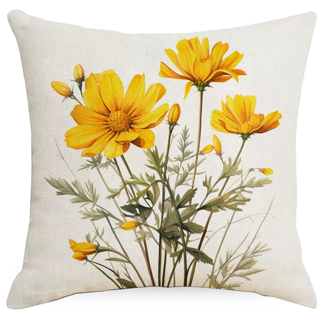 Neuer Frühlingsgelber Kleiner Wildblumen Kissenbezug Sofa Wohnzimmer Kissenbezug Kissenbezug Kissenbezug Dekoration