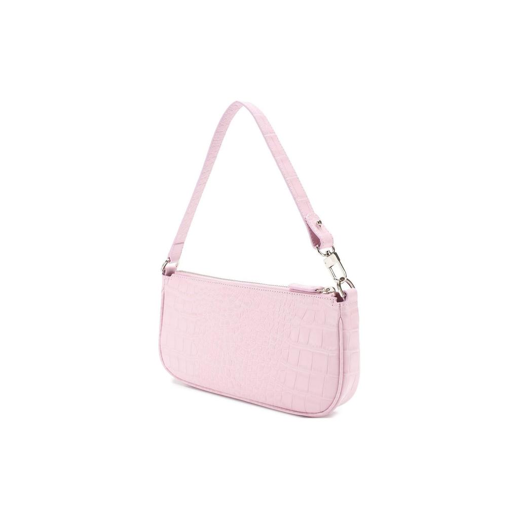 By Far Rachel Vintage Crocodile Pattern Solid Color Zipper Closure Leather Underarm Shoulder Bag Women bags Pink 20CRRCLSPIDMED
