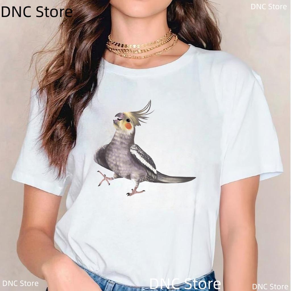 Cute Bird Lover Tees And Gift Ideas Cockatiel Love Bird Lovers Women T-Shirt,Funny T Shirt Femme Summer  White/Pink Tshirt Tops