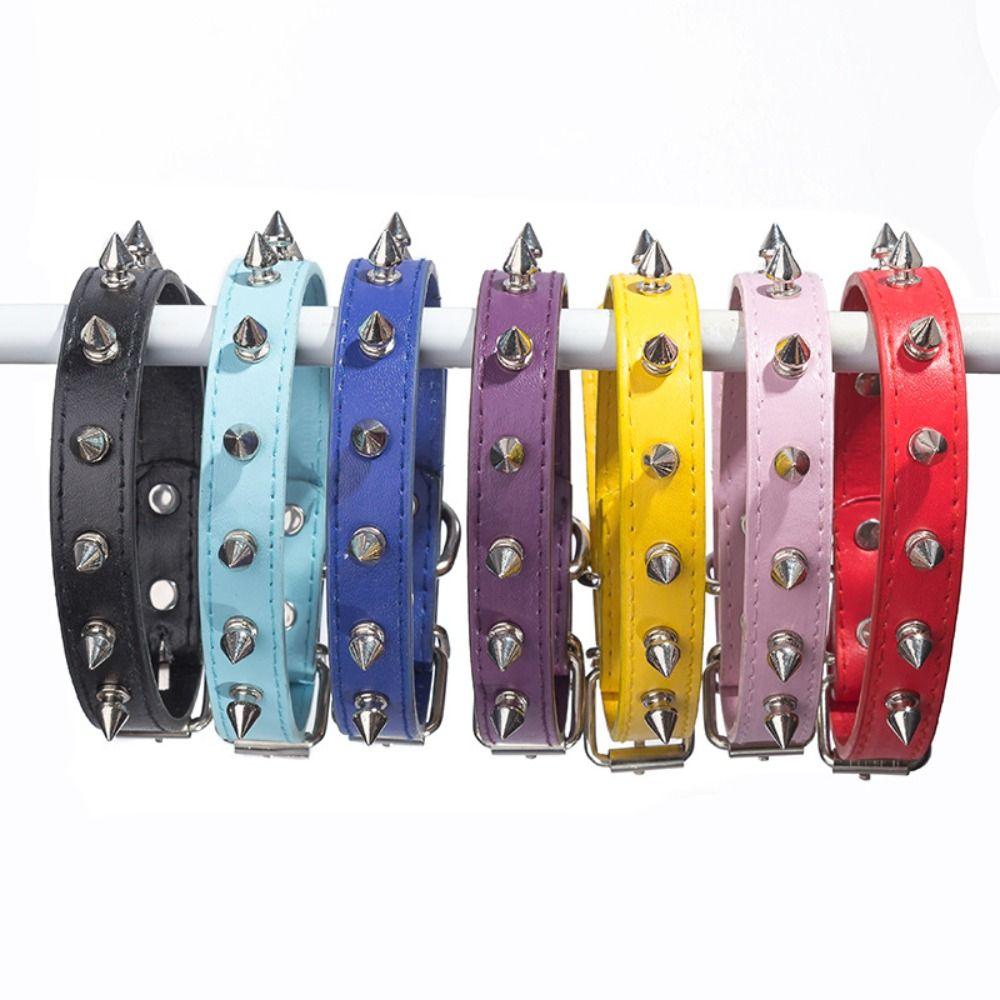 Cool Cat Dog Collar Leather Spiked Studded Collars For Small Medium Colorful Pets Necklace Dogs Cats Neck Strap Pet Products