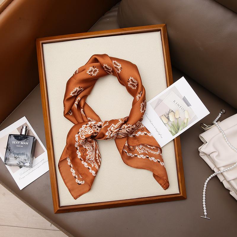 Summer Cashew Flower Silk Square Scarf - Women's Decorative Accessory, Children's Day Gift, FJ028