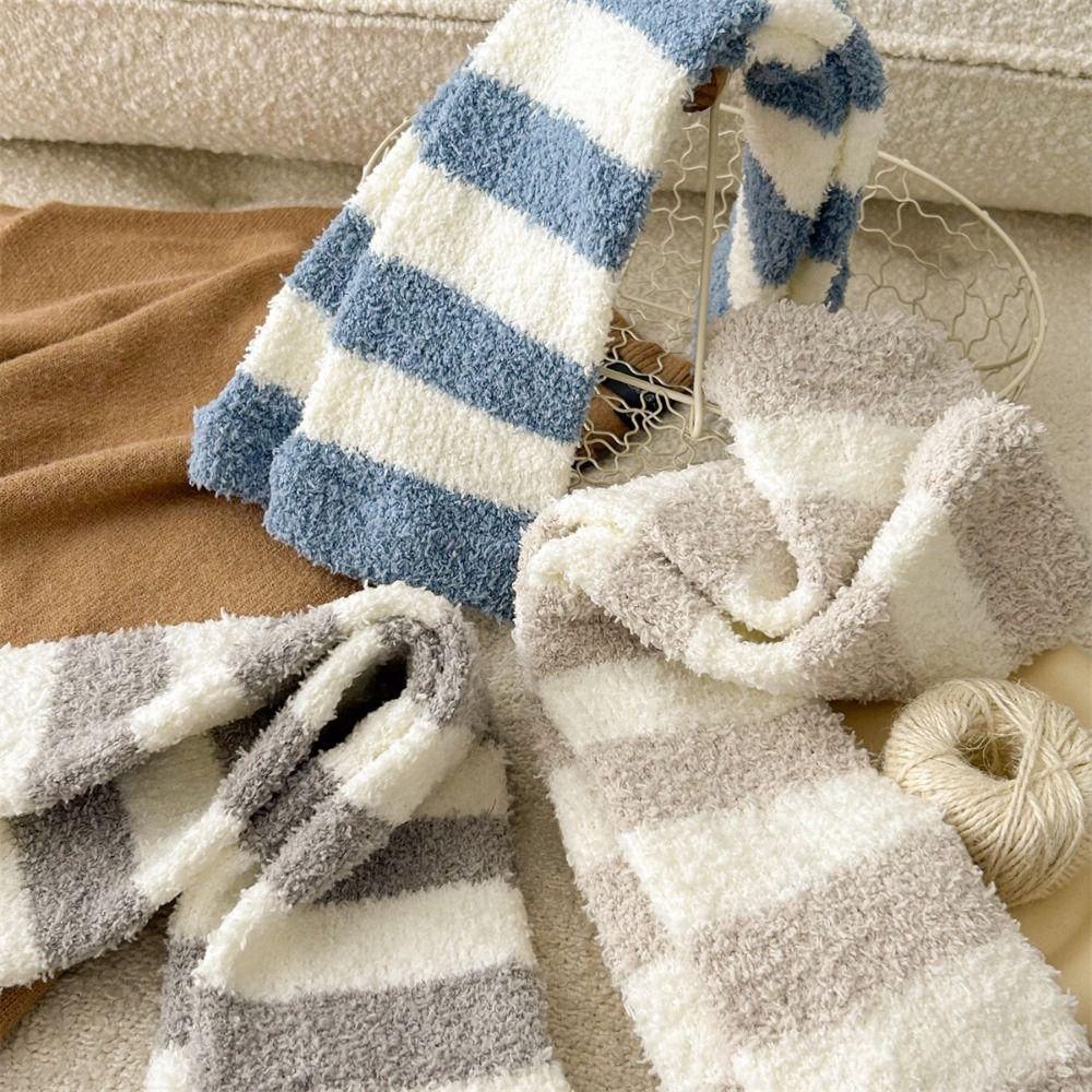 Thicken Warm Coral Fleece Stockings Simple Foot Warmer Cute Floor Plush Stockings  Girl