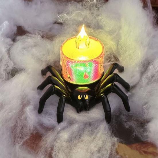 Halloween Candle Light Battery Operated Flameless LED Spider Tealights Electric Flickering Fake Candle Halloween Party Decoration