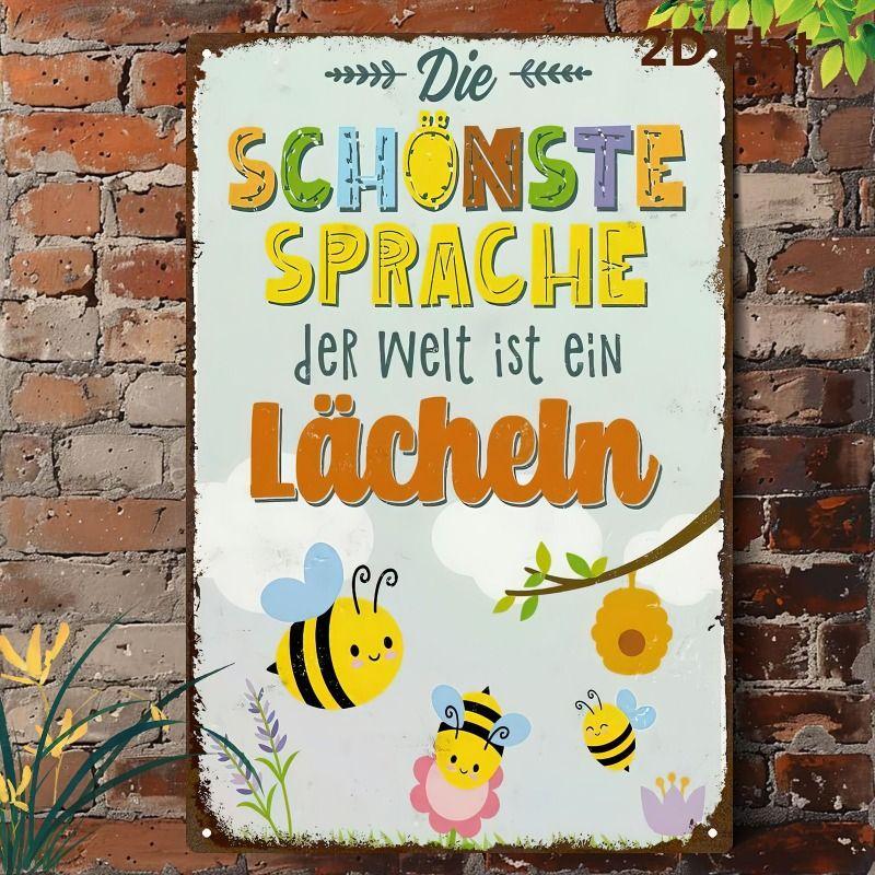 Vintage Metallwandkunstschild Biene Küchen Dekoration Kaffeebar Blechschild