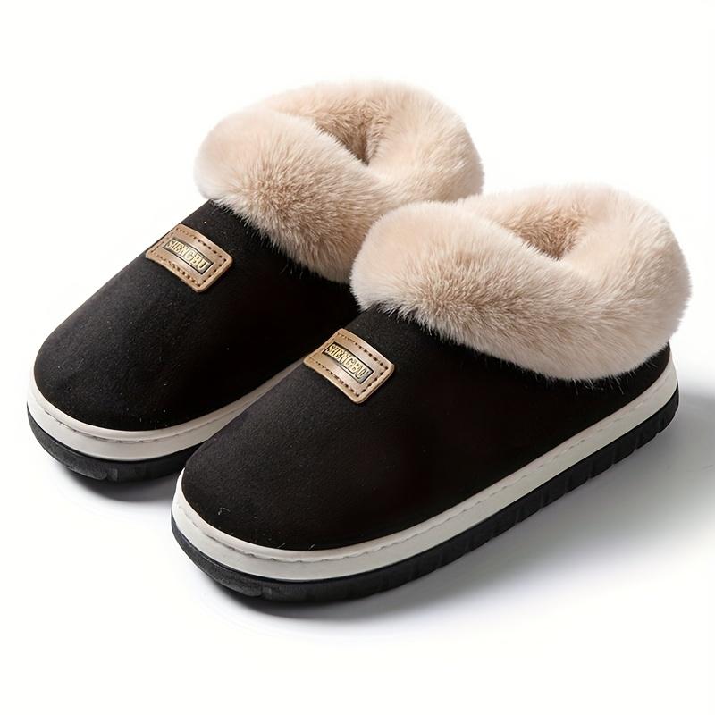 [Cozy Fleece Slippers] Men's & Women's Cozy Fleece Slippers with Thick Sole - Warm Winter Indoor/Outdoor House Shoes, Slip-On Design, Plush Lining