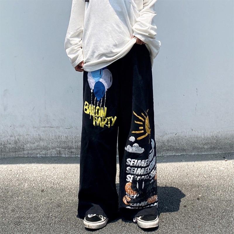 Hip Hop Dame Graffiti Y2k Oversized jeans Vår Høst Bukser Streetwear Mote Vintage Høy midje Brede ben Uformelle bukser