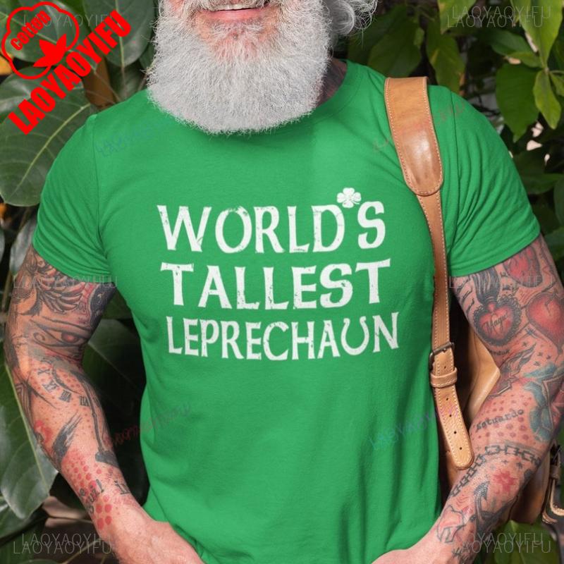 Funny St Patricks Day Tee Shirt Worlds Tallest Leprechaun Clover Vintage Graphic T Shirts Harajuku Y2k Top Women Clothes Top S