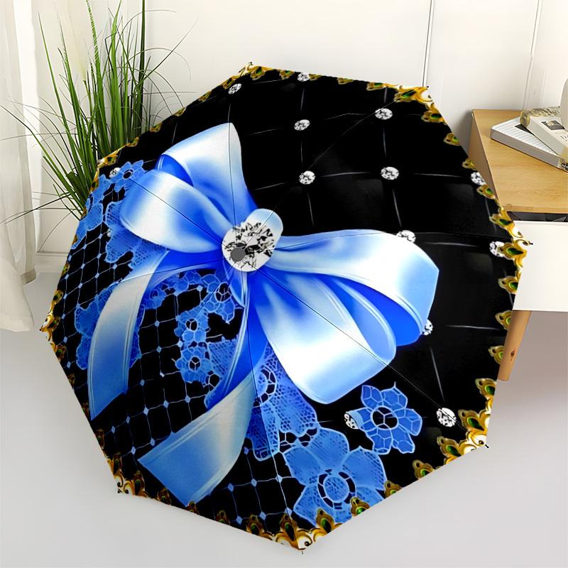 

1pc Bow Tie Lace Automatic Umbrella Portable Home Essential Umbrella, Iron Umbrella Structure Suitable for All Seasons yy251123126