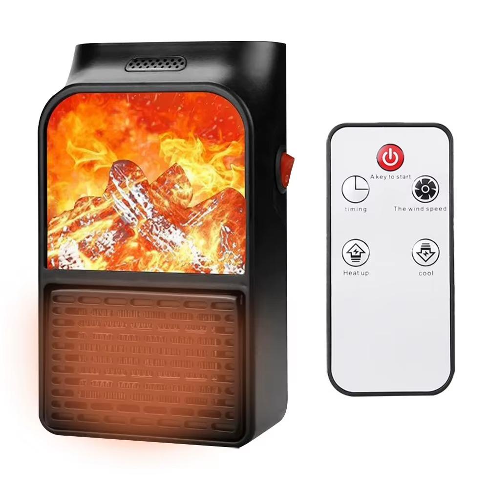 Customizable 3D Flame Mini Electric Stove Heater 900W Electric Fireplace Heater with Remote Plug in Wall Portable