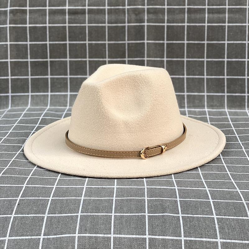 Large British Style Men'S And Women'S Retro Jazz Woolen Hat Wide-Brimmed Hat Big Head Circumference Top Hat Woolen Hat Felt