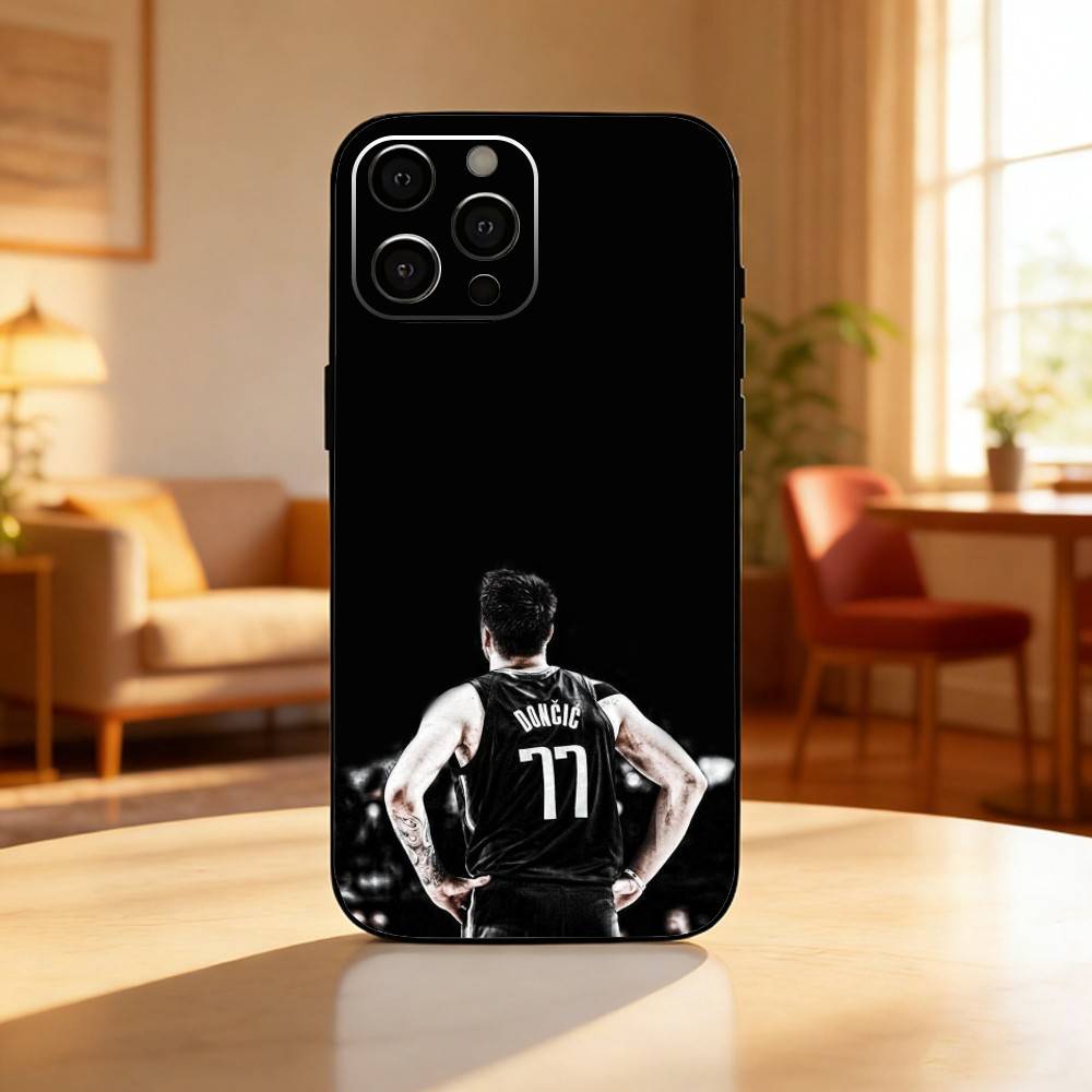 Basketball L-Luka D-Doncic 77 Phone Case For iPhone17,16,15,14,13,12 Plus,Max Soft Silicone Black Cover